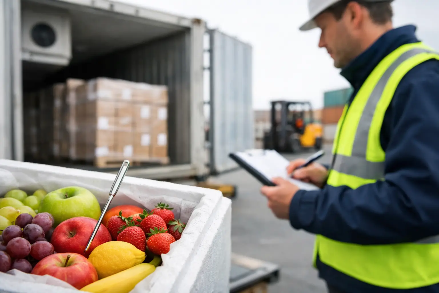 Registro de temperatura para exportación de frutas